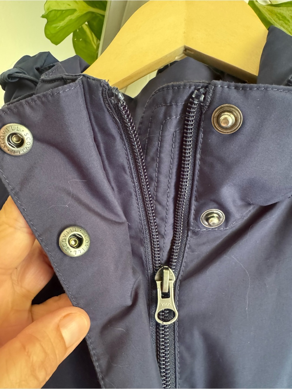 L.L. Bean Navy Women's Trench Coat with Hood - Picture 3 of 4